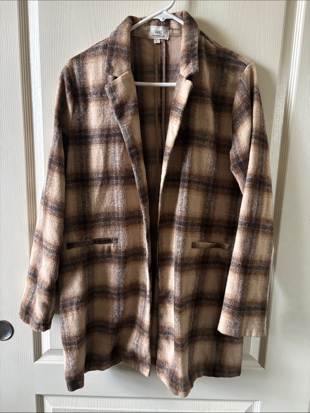 Have Fall Plaid Open Flannel Long Blazer